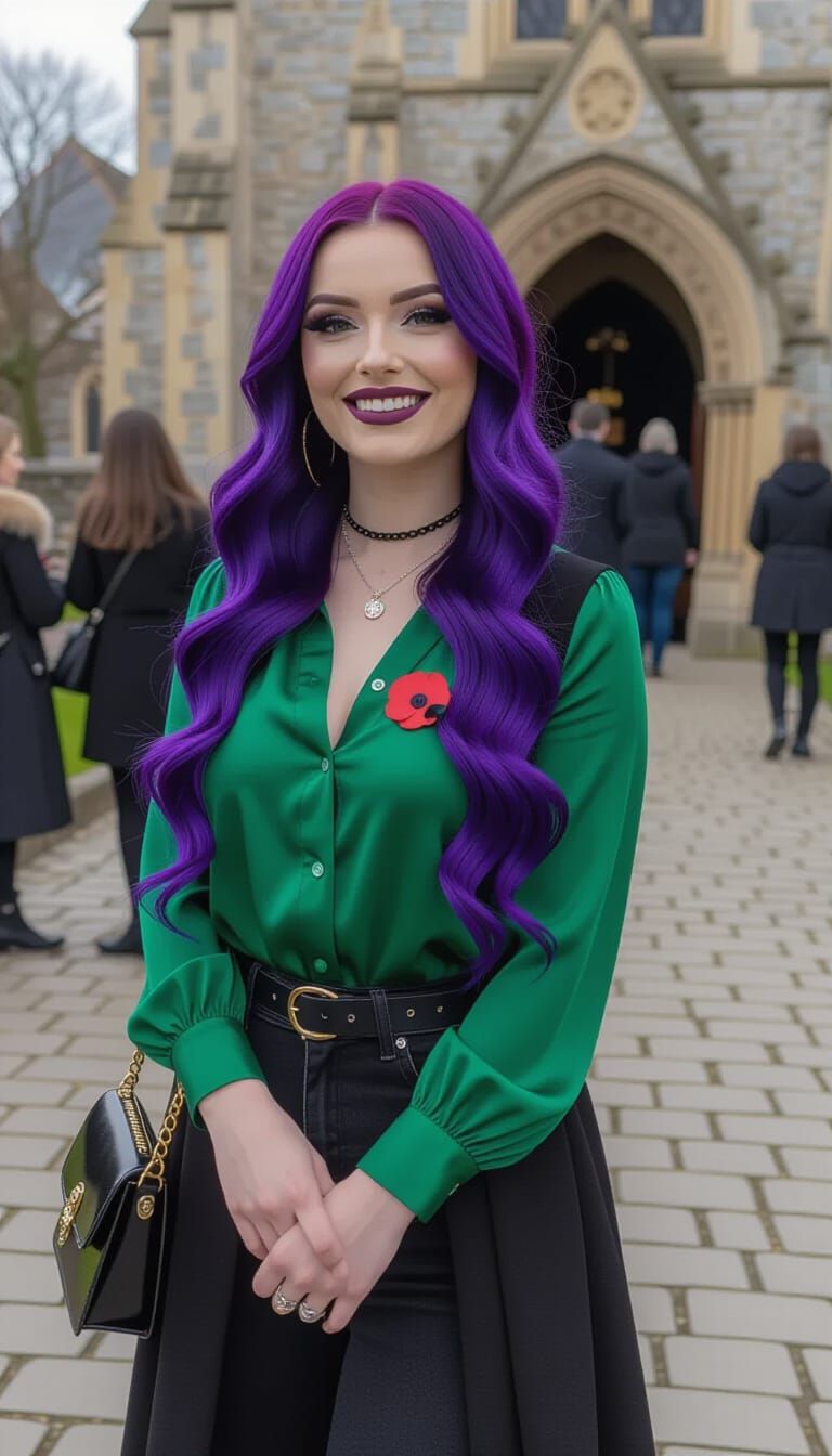 Woman in Goth Makeup at Remembrance Sunday Church