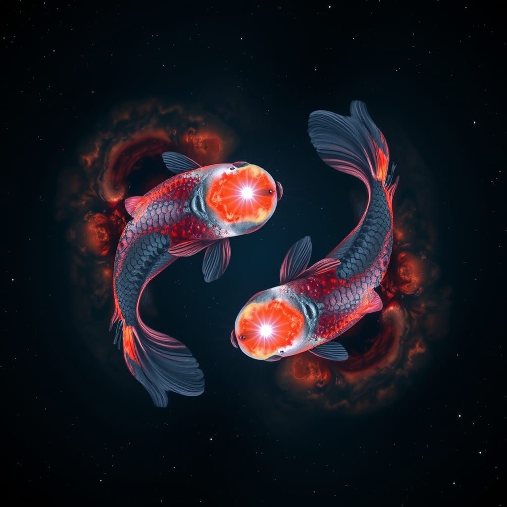 Galactic Carp Nebula in a Cosmic Dance