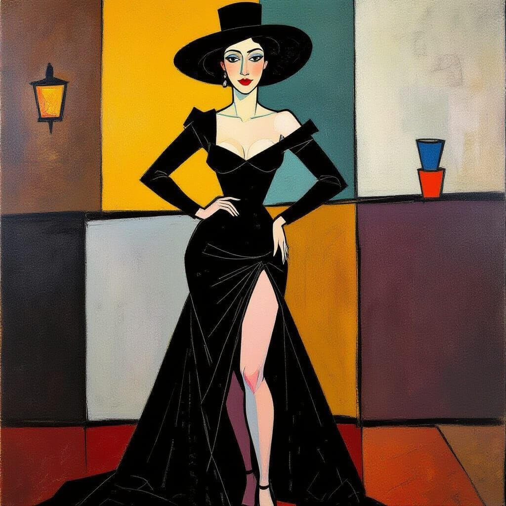 Expressionist Portrait of a Confident Woman with Bold Brushs...