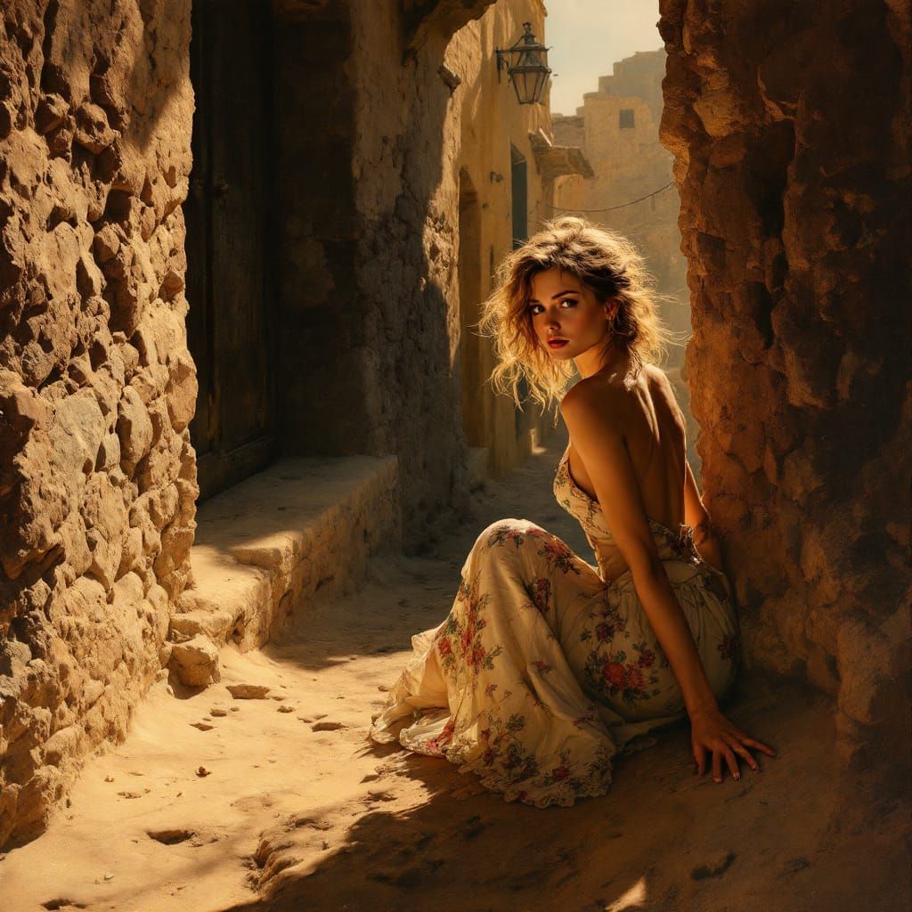 Chiaroscuro Western Scene With Polished Luminosity