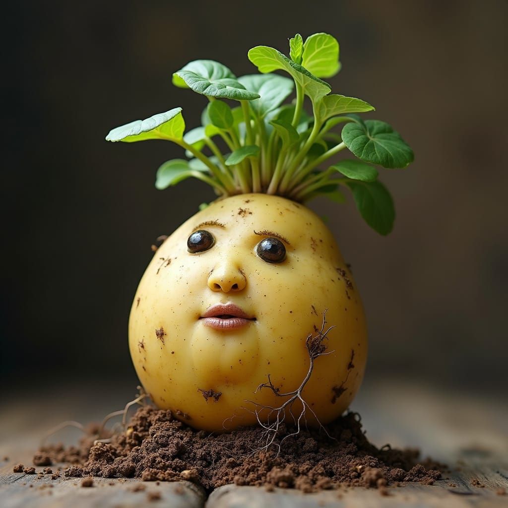 Pareidolic Portrait of a Rooted Potato