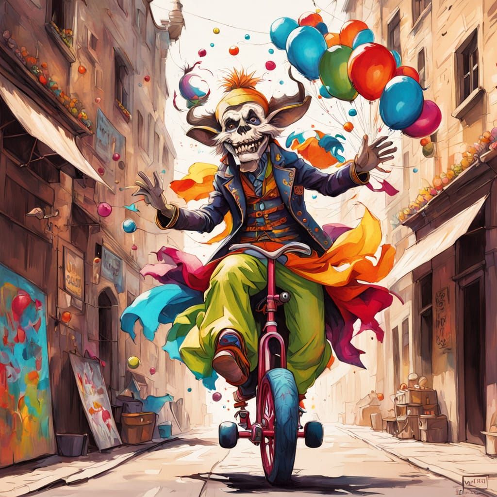 Joyful Medieval Jesters in Vibrant, Oversized Attire