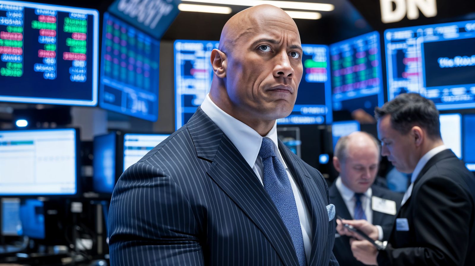 The Rock Dominates Stock Market with Intense Focus