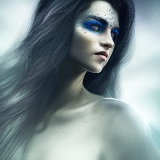 Celtic Warrior Woman with Ravens in Dark Forest