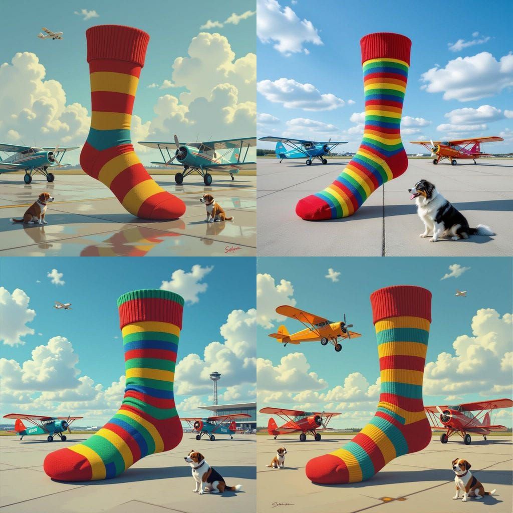 Dog Biplanes and Sock Windsock at Busy Aerodrome