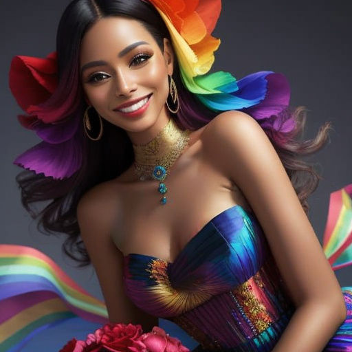 Rainbow Dress Portrait with Bokeh Background