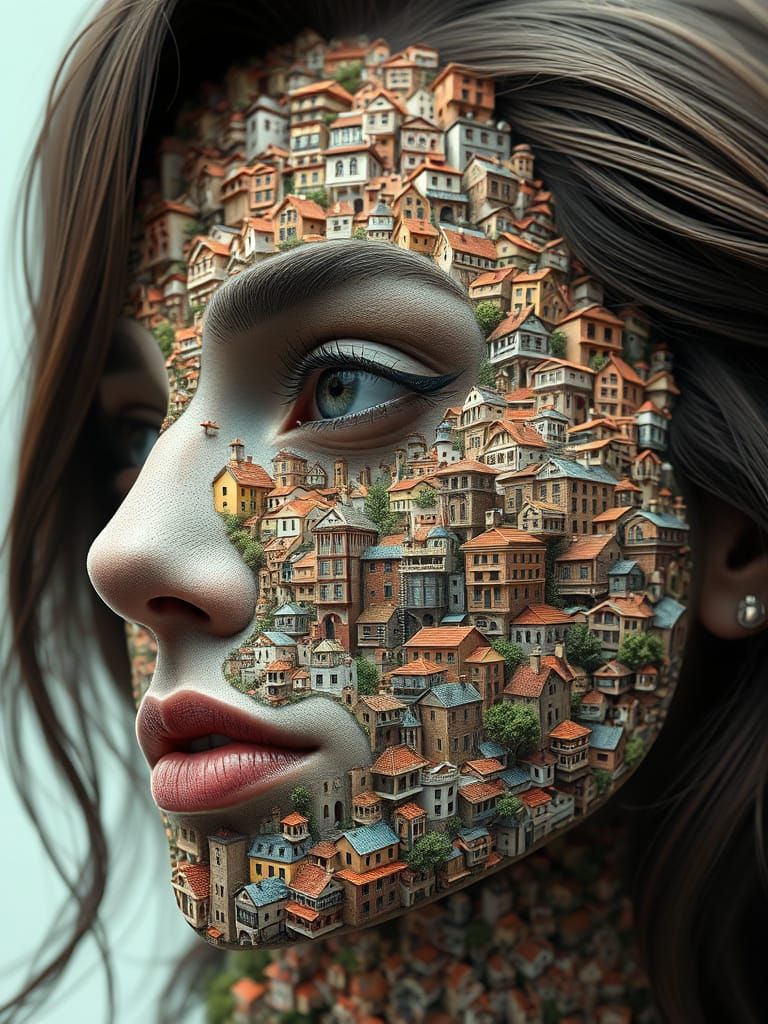 Fractal Woman: Optical Illusion Art in Vivid Detail