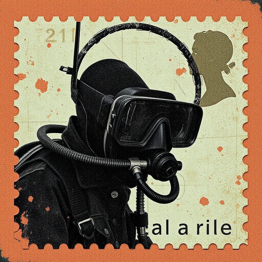 Distressed Scuba Punk Postage Stamp Abstraction