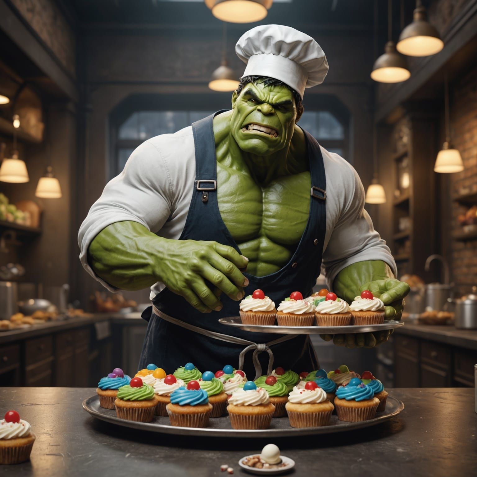 Hulk as Gentle Baker: Detailed Matte Painting