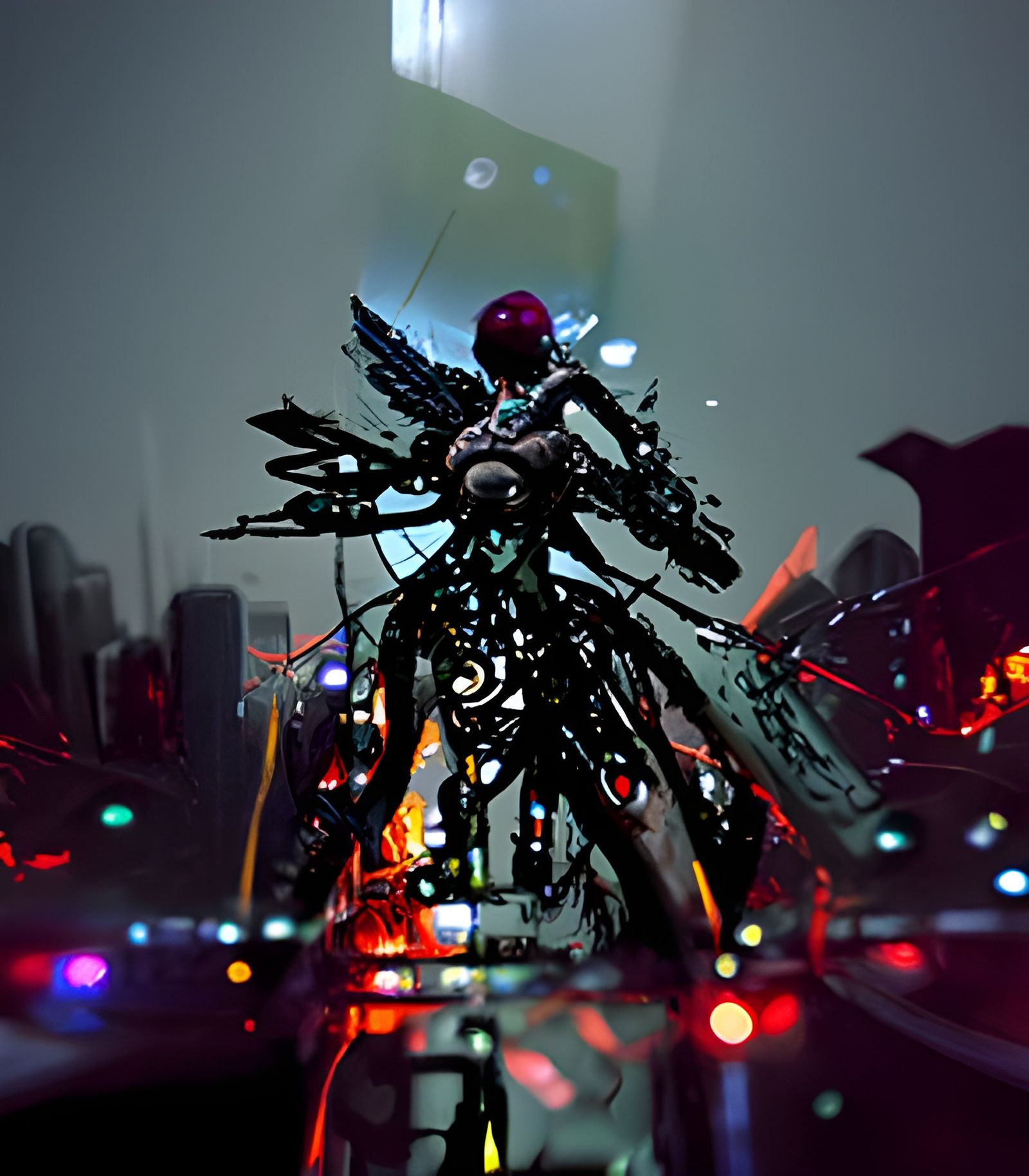 Cyberpunk Angel in Red Apocalypse, Digital Art