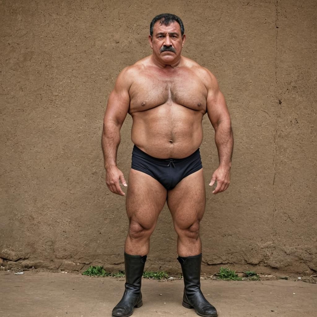 Beefy Paraguayan Wrestler Posing Defiantly