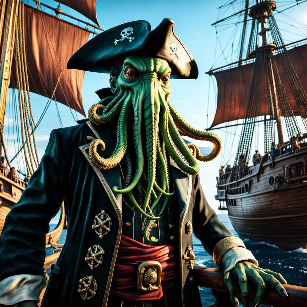 Cthulhu as a Pirate on a Ship