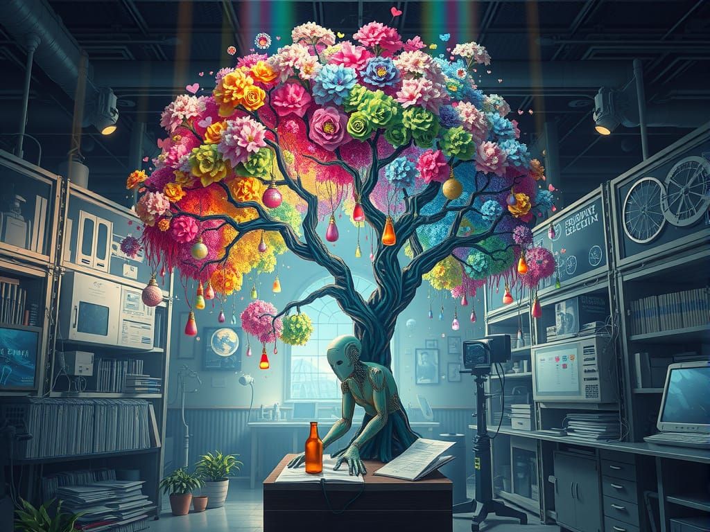 The flowering tree of life, love and creation