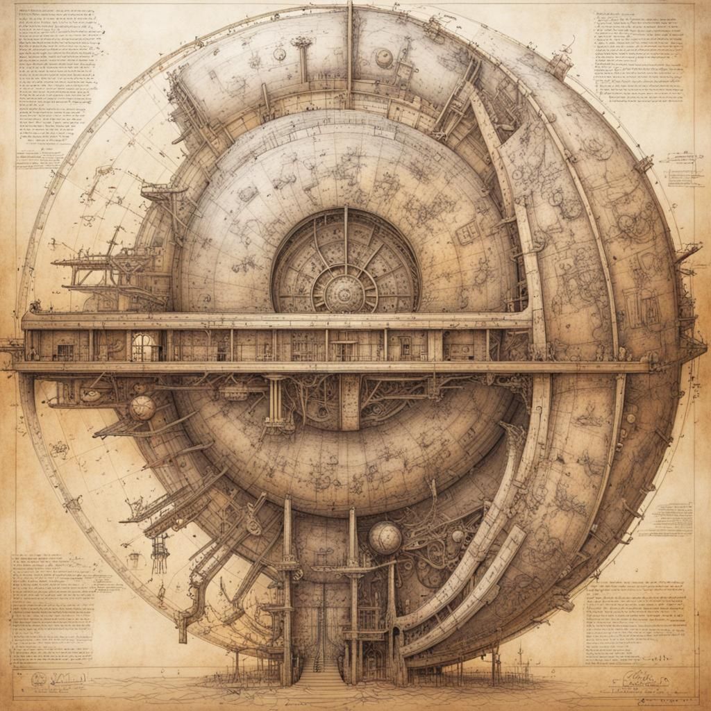 Detailed Schematic Diagram of Earth as Pencil Sketch