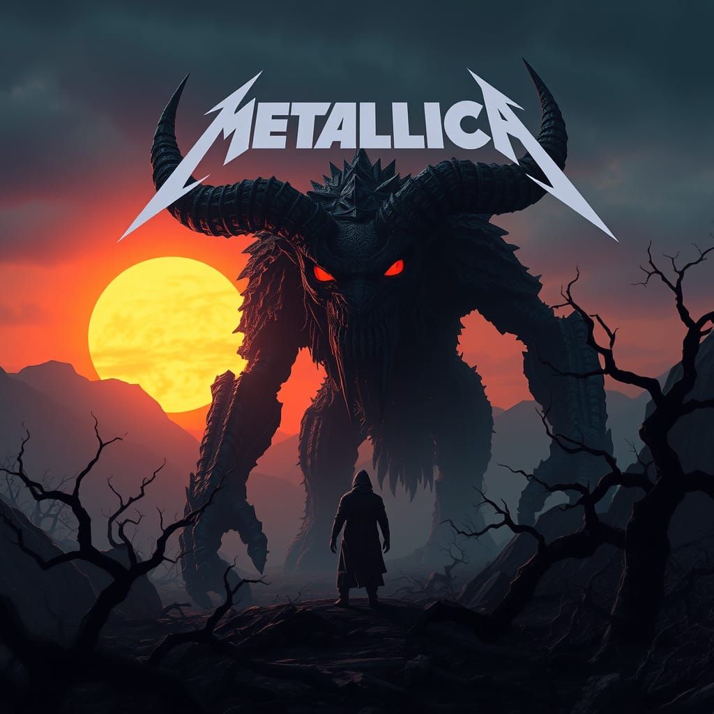 Dark Fantasy Beast Emerges at Twilight, Foreboding Power