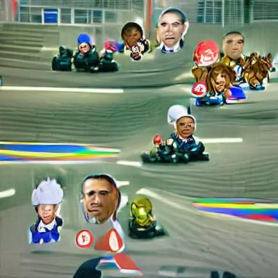 Obama Races in Mario Kart AI Image