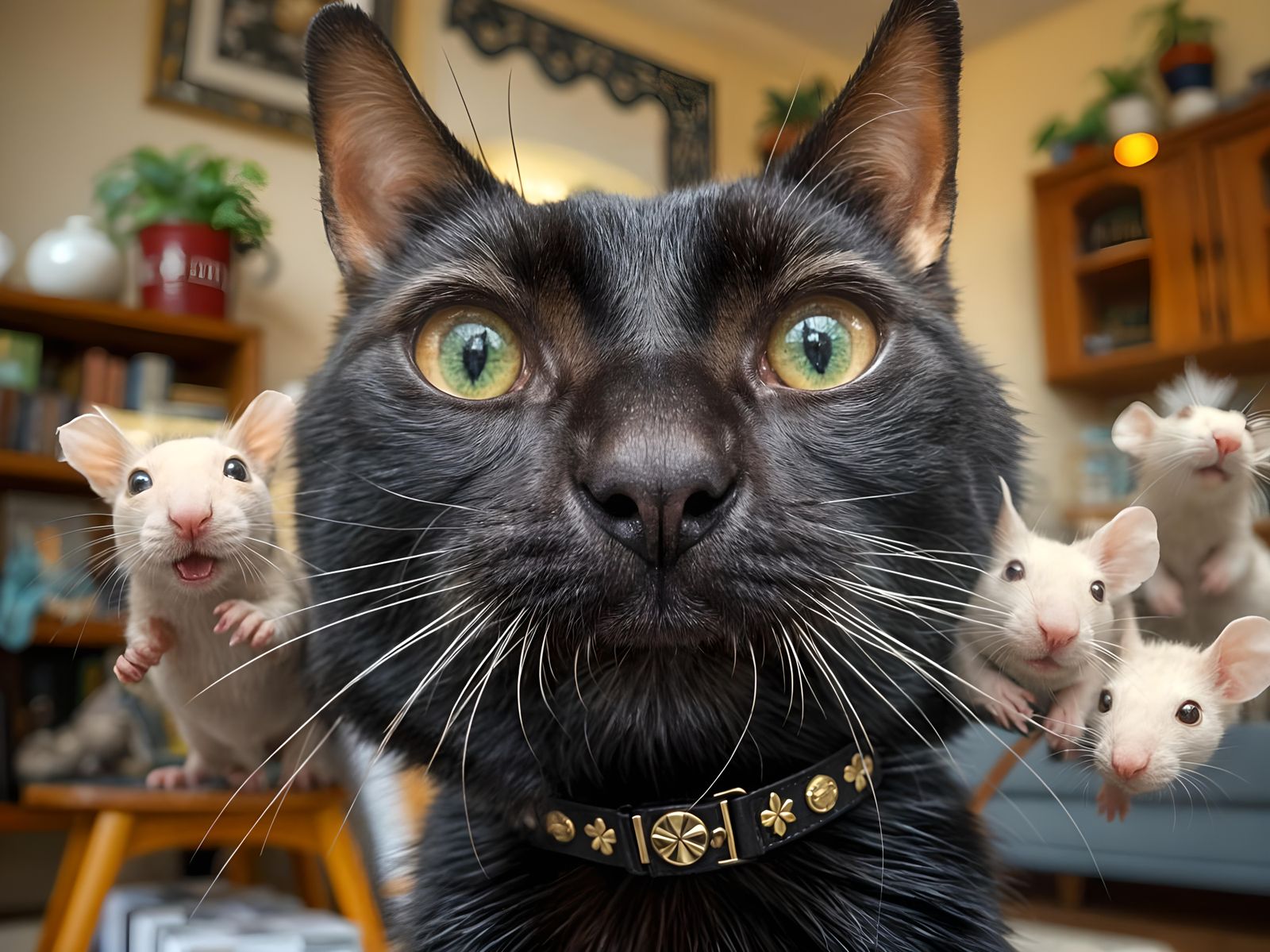 Cat Selfie Photobombed by Mice