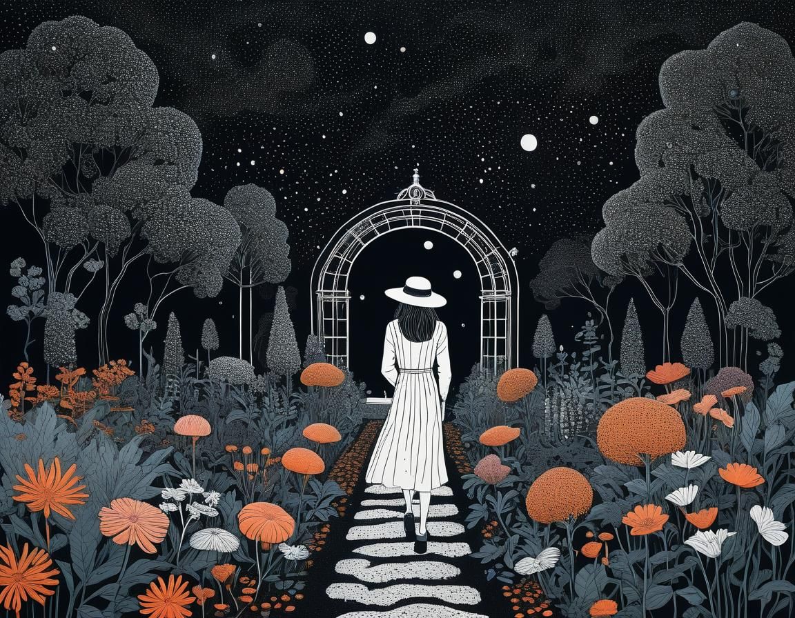 Ethereal Garden in Dark Academia Acrylic Art