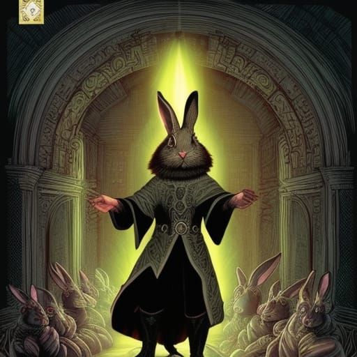 Rabbit Warlock Performing Magic in Castle