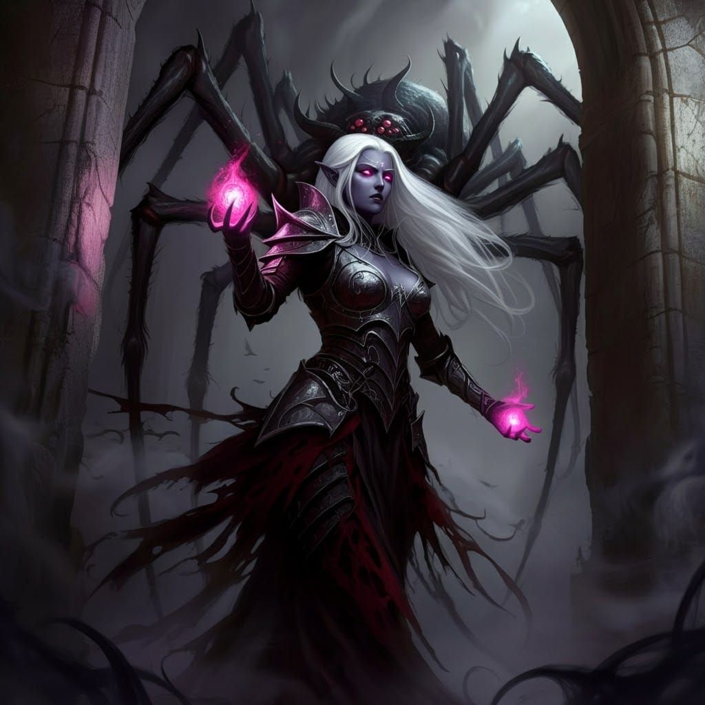 Drow Cleric of Lolth: Dark Mysticism in Oil