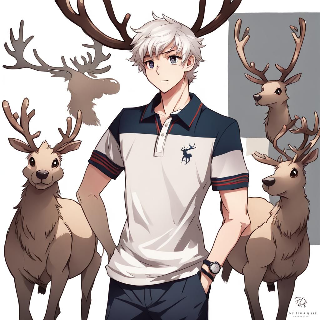 Reindeer Anthro Humanoid in Anime Style