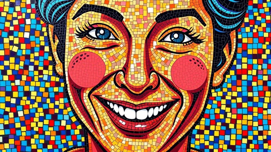 Colorful Mosaic Portrait of a Happy Face