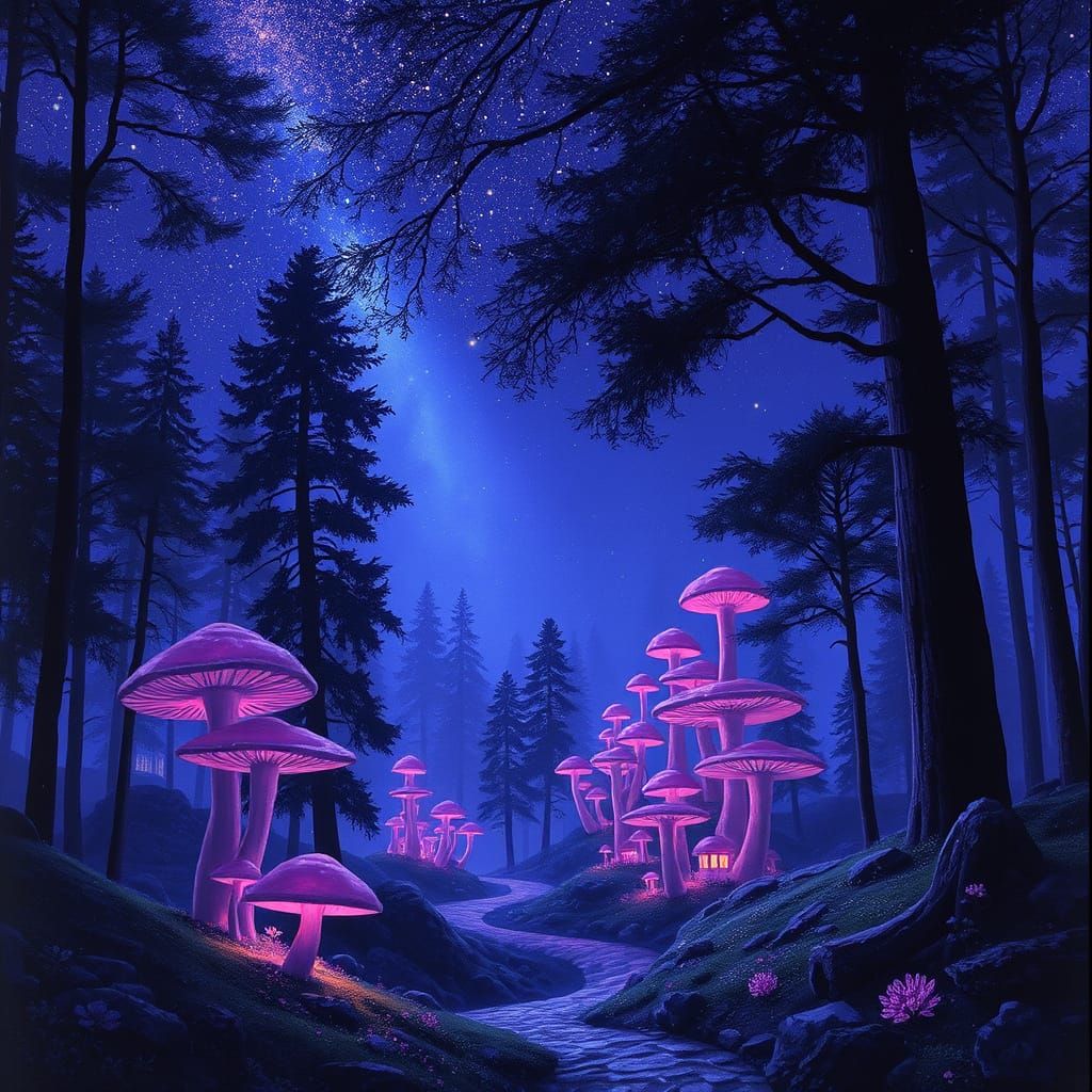 Purple Violet Hex Color Code #4A192C Mushroom city at night