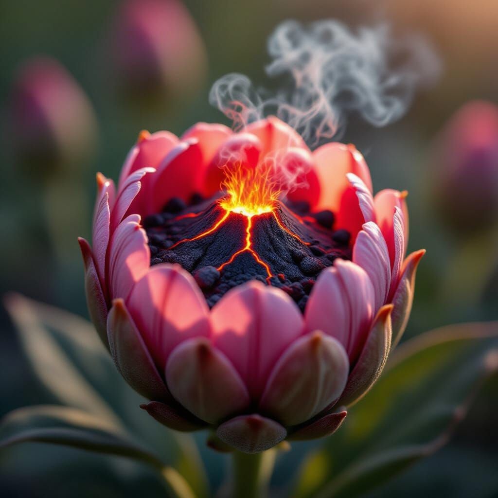 Volcanic Flower Bud Macro Photograph