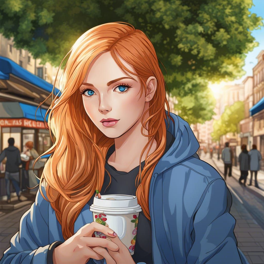 Strawberry Blonde Woman in Anime Style
