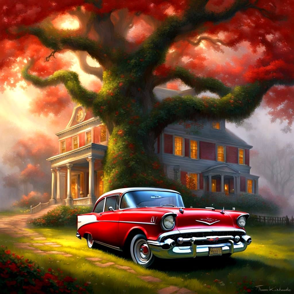 Classic Red Chevy by Historic House