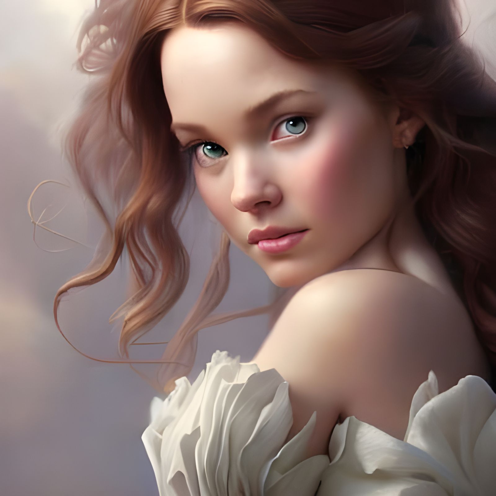 Hyperrealistic Princess Belle Close-up: Digital Art Masterpi...