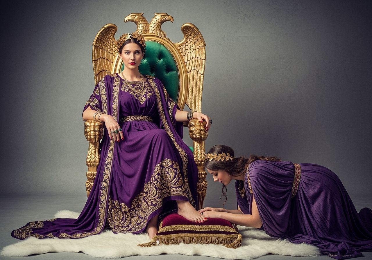 Regal Roman Empress on Imperial Throne