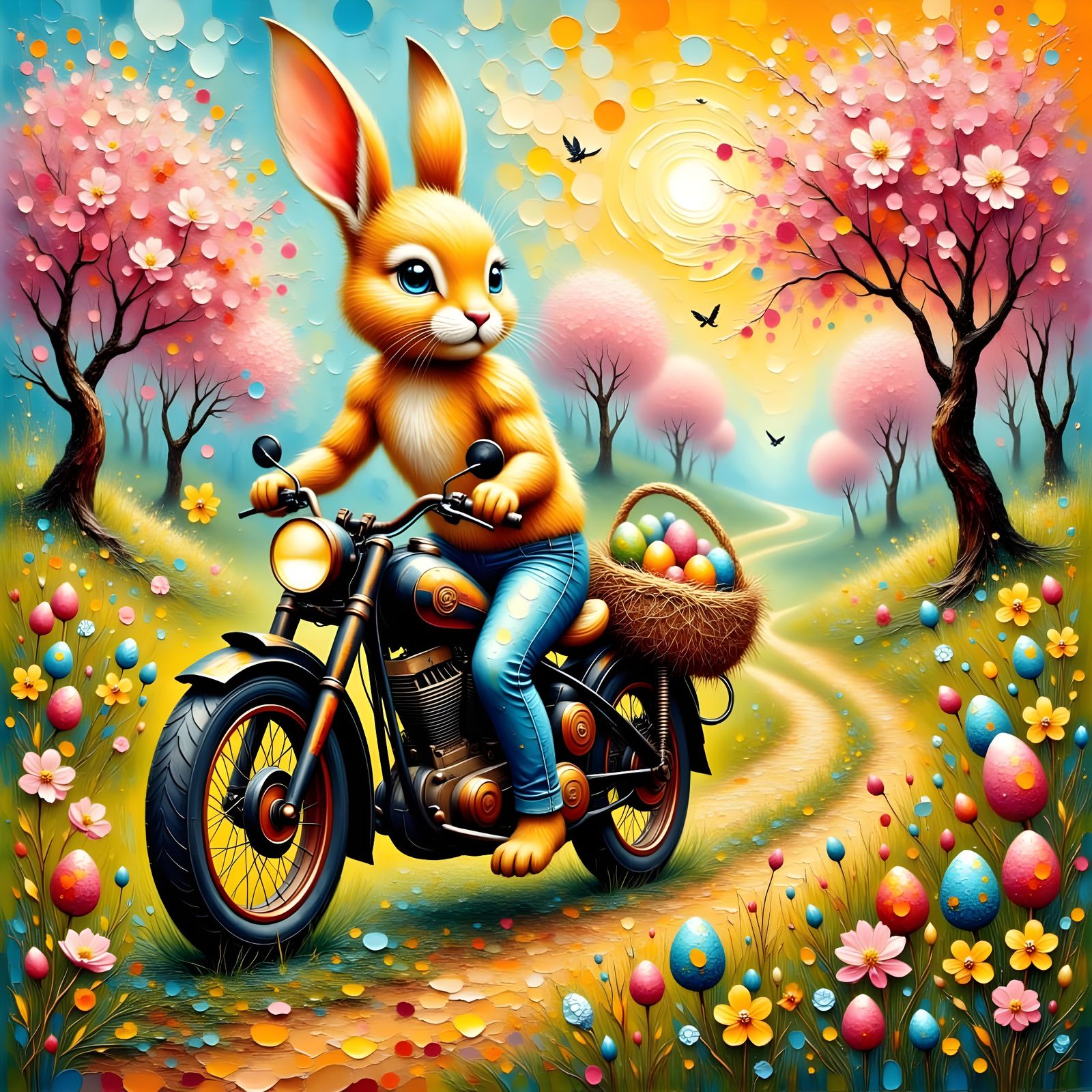easter bunny on motorbike