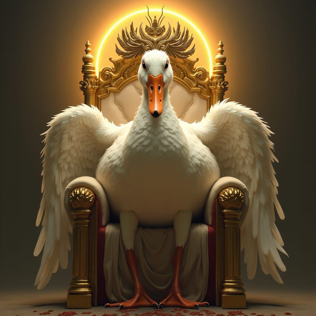 Majestic Duck God on Throne in Classical Style