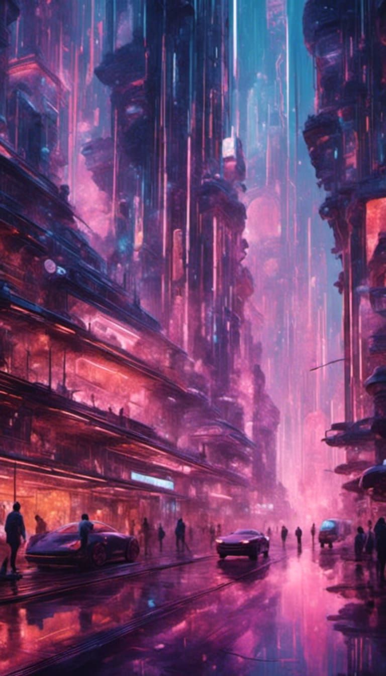 Dystopian Futuristic Metropolis by Syd Mead