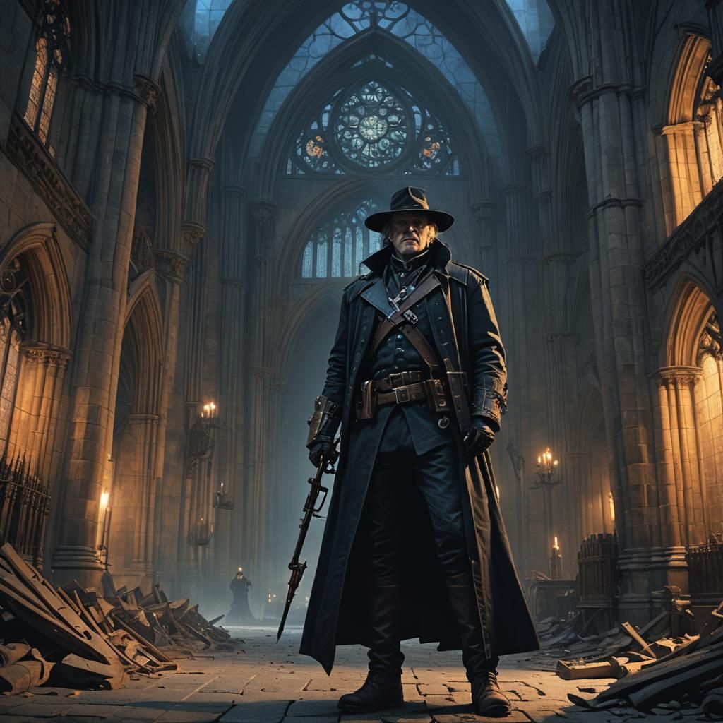 Van Helsing Battles Evil at Gothic Cathedral