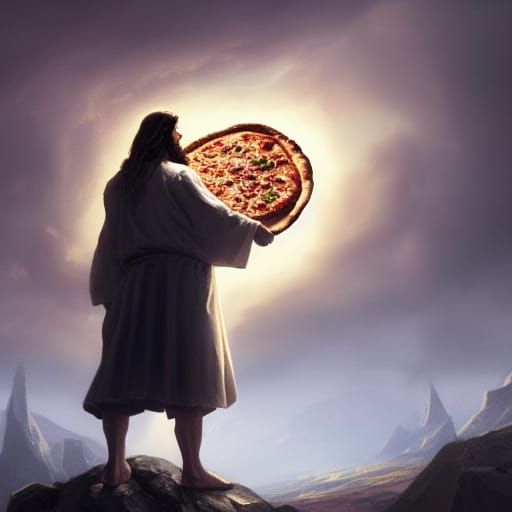 Jesus Eating Pizza: Dark Fantasy Concept Art