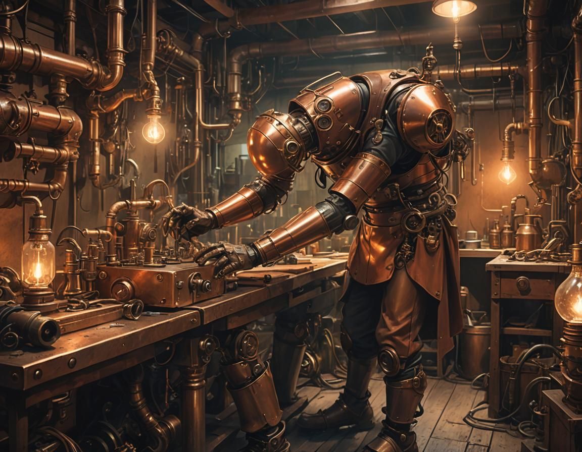 Copper Steampunk Android Tinkerer
