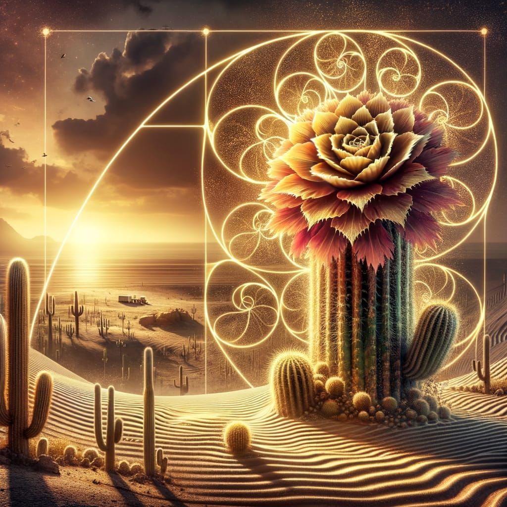 Golden Desert Bloom in Harmony with Nature's Geometry