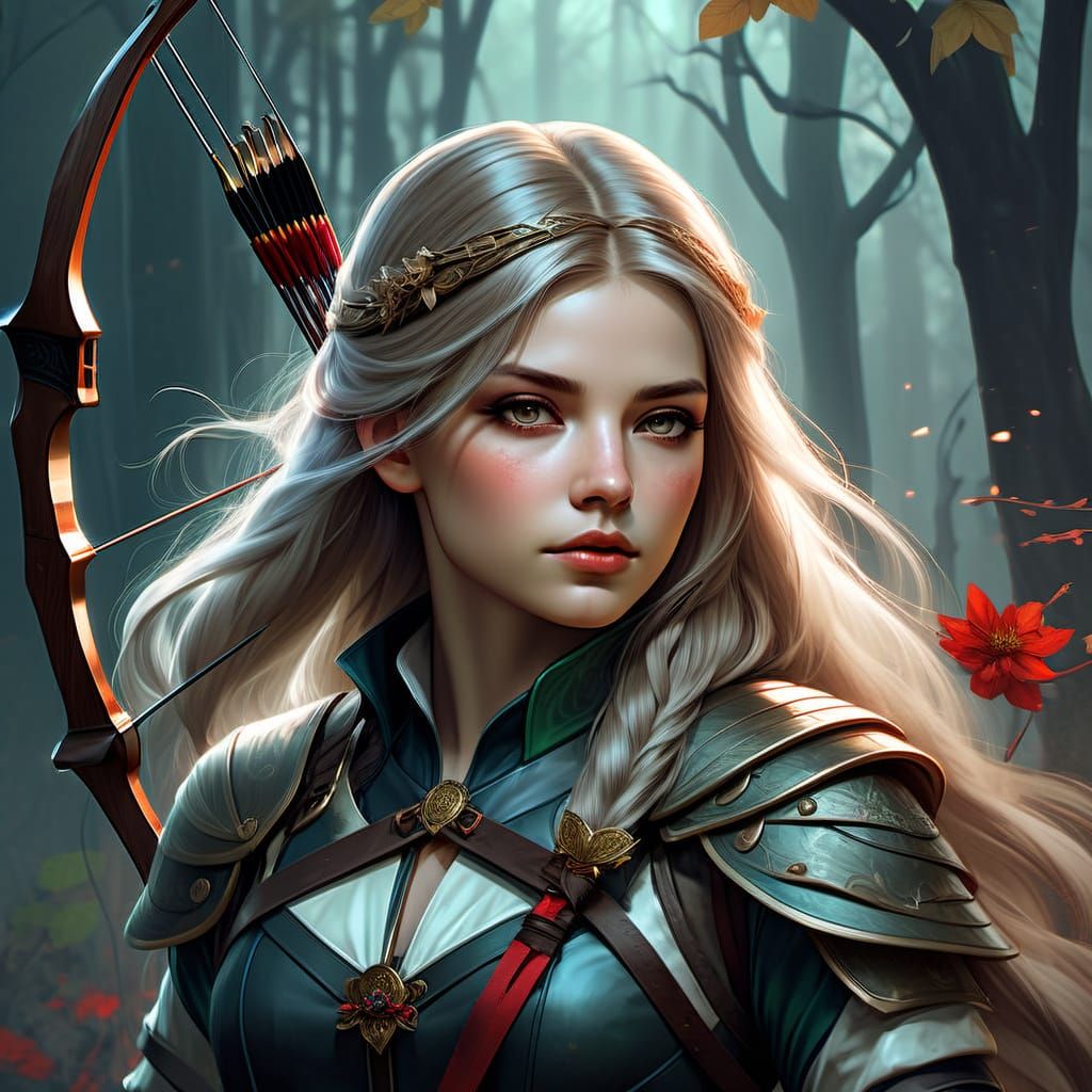 Vibrant Archer Portrait in Triadic Colors