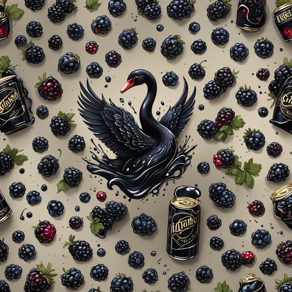 Black Swan Blackberry Beer Can Logo: Detailed Art