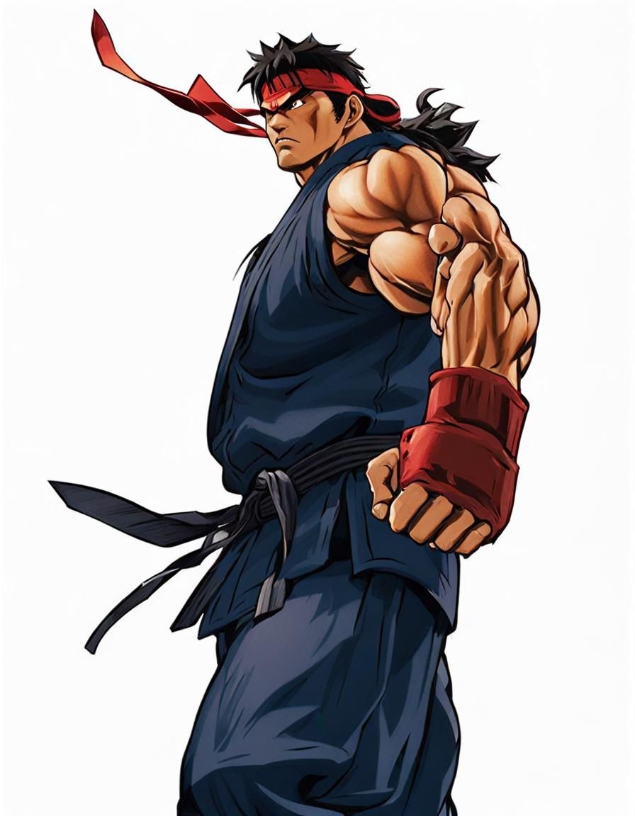 Evil Ryu Concept Art Illustration in Anime Style