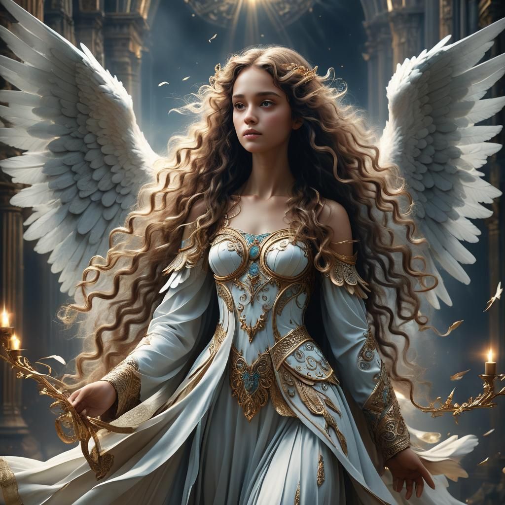 Dramatic Angel with Wings Digital Matte Painting