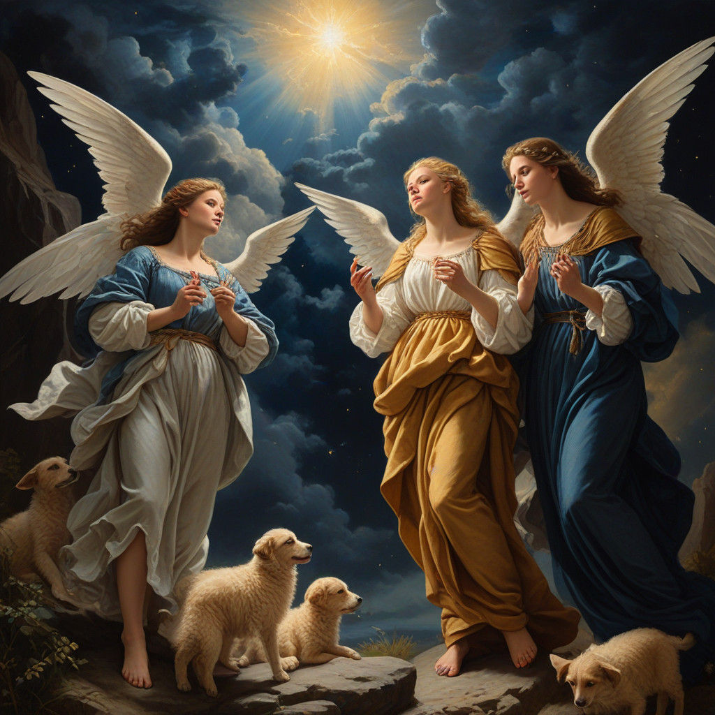 Baroque Angels Announce Jesus' Birth in a Golden Night Sky