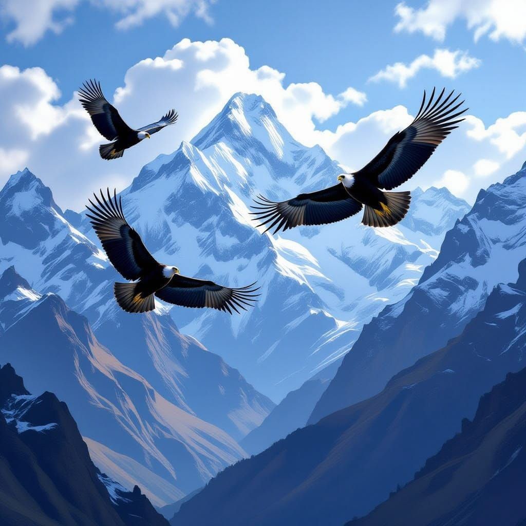 Giant Condors Soar Above Snowy Andean Peaks
