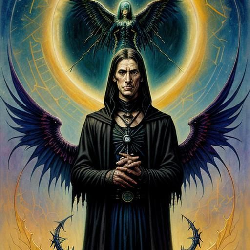 Mysterious Gothic Figure in Romantic Watercolor