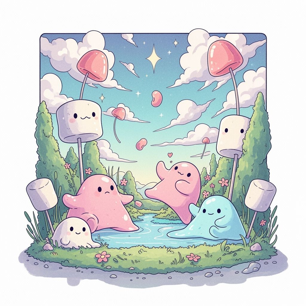 Marshmallow Puddle Park: Whimsical Pastel Illustration