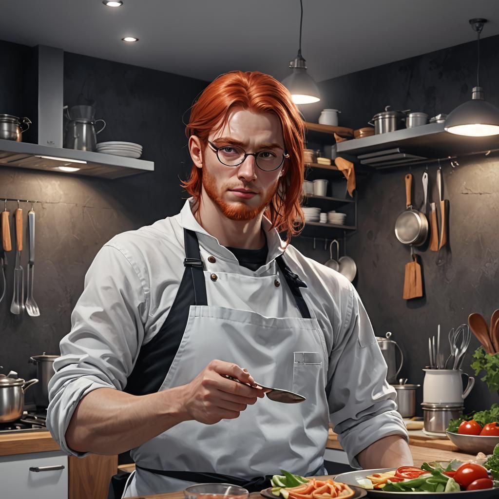 Mysterious Red-Haired Man in 3D Anime Art