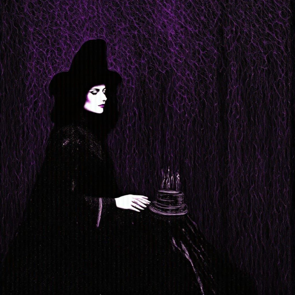 Witch's Gothic Birthday Celebration in Mystical Forest