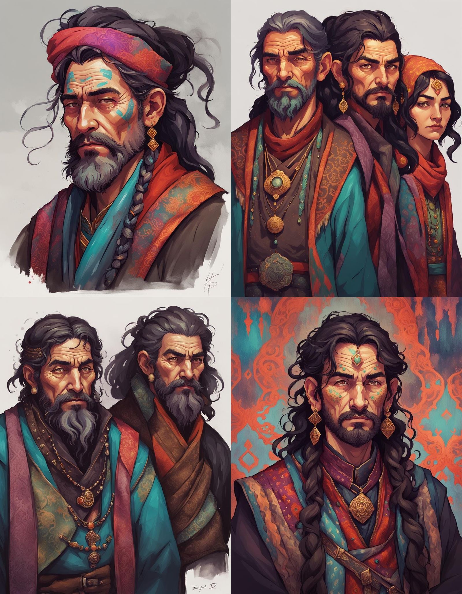 Romani D&D Character Portrait in Pop Surrealism